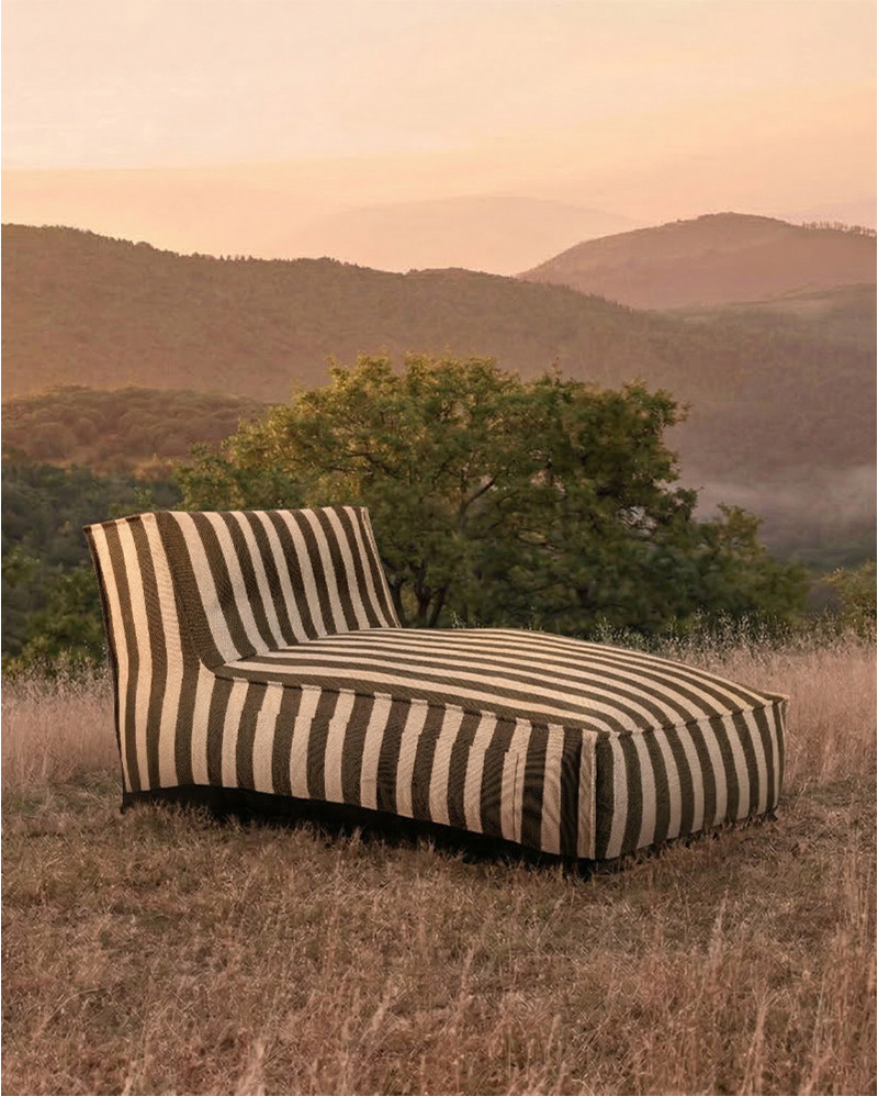 Chaise longue de exterior CACCINI 90 x 145 x 80 cm en color natural y gris oscuro (Charcoal)