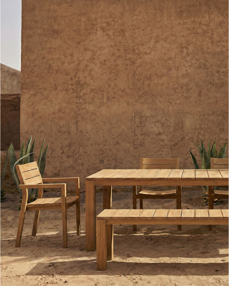 Silla de exterior GENESIS apilable de madera de teca 55 x 57 x 85 cm en color natural