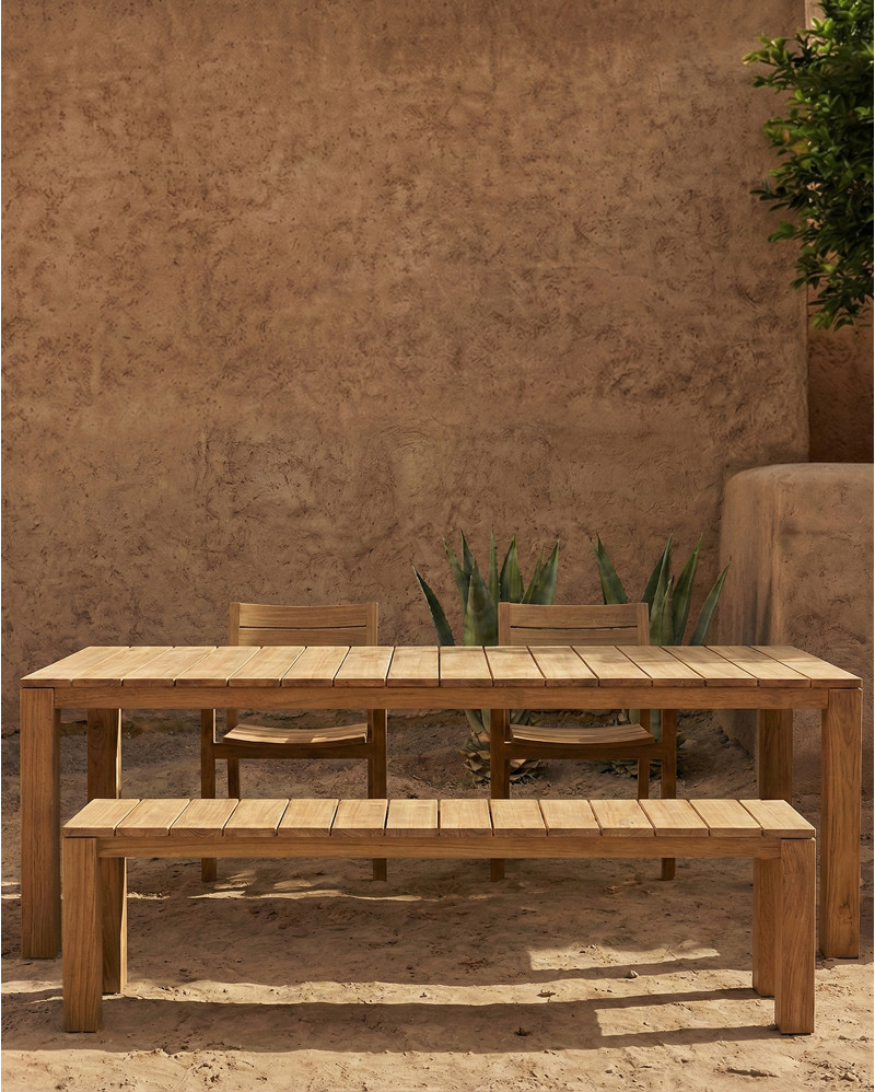 Banc d'extérieur GENESIS en bois de teck 190 x 40 x 45 cm en couleur naturelle