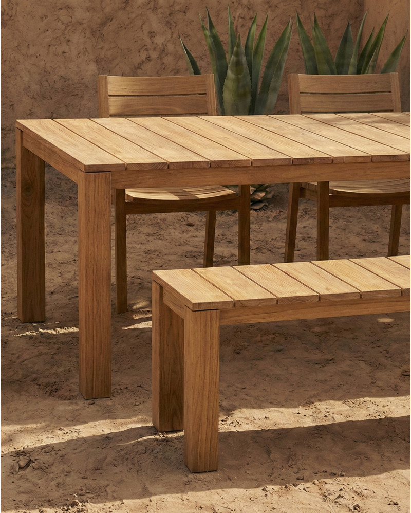 Banco de exterior GENESIS de madera de teca 190 x 40 x 45 cm en color natural