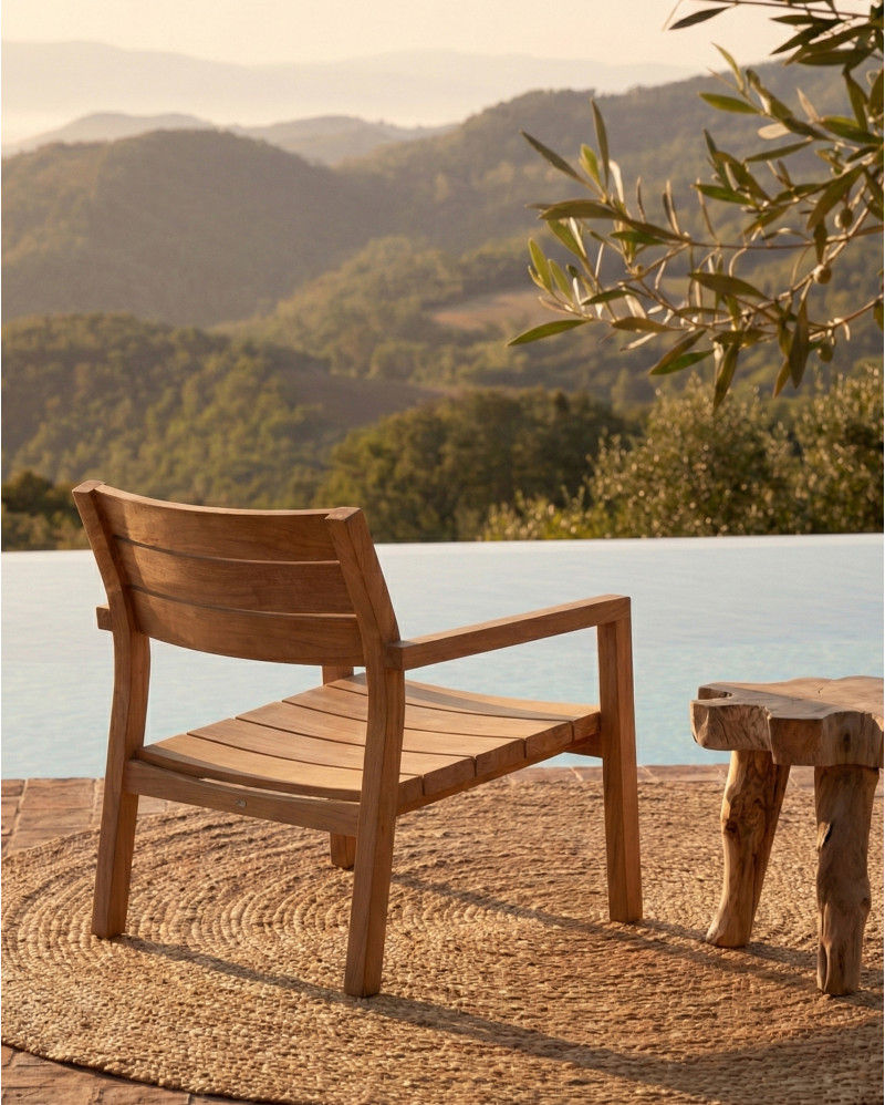 Fauteuil d'extérieur GENESIS empilable en bois de teck 62 x 73 x 72 cm en couleur naturelle (empilable)