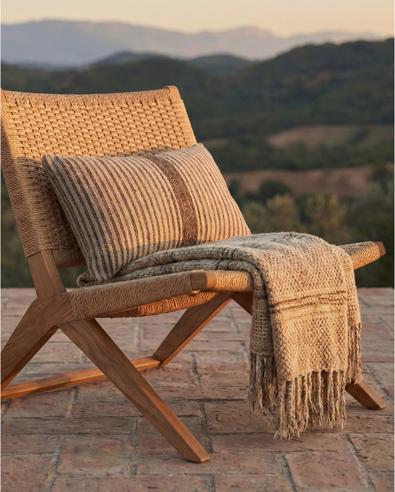 Chaise longue d'extérieur LAWIT en bois de teck et corde synthétique 62 x 80 x 73 cm