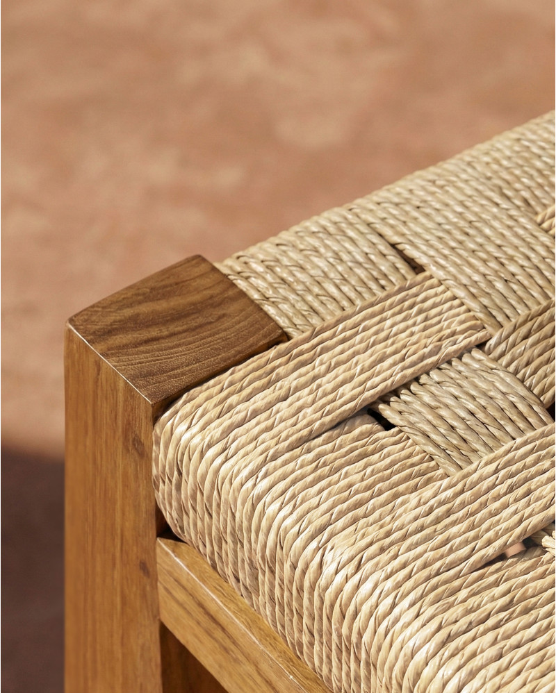 Banc d'extérieur CORA en bois de teck recyclé et corde synthétique 170 x 40 x 45 cm
