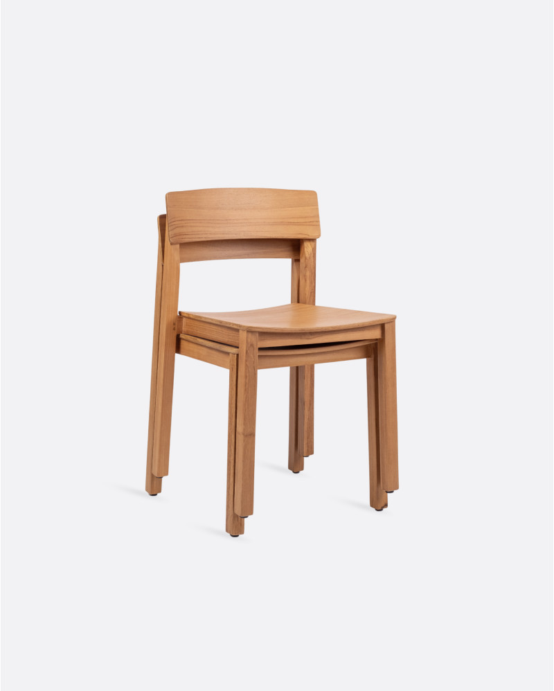 RAWI WA stackable chair in teak wood 50 x 47 x 78 cm in natural colour