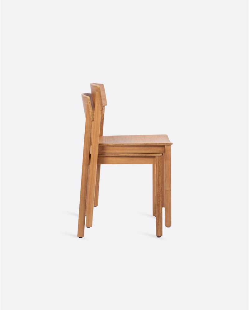 RAWI WA stackable chair in teak wood 50 x 47 x 78 cm in natural colour
