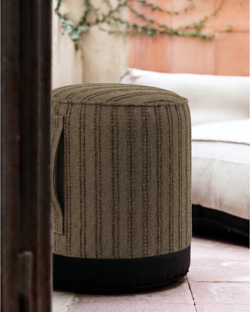 Puf de exterior CACCINI Ø 50 cm x 45 cm de altura en color cammel